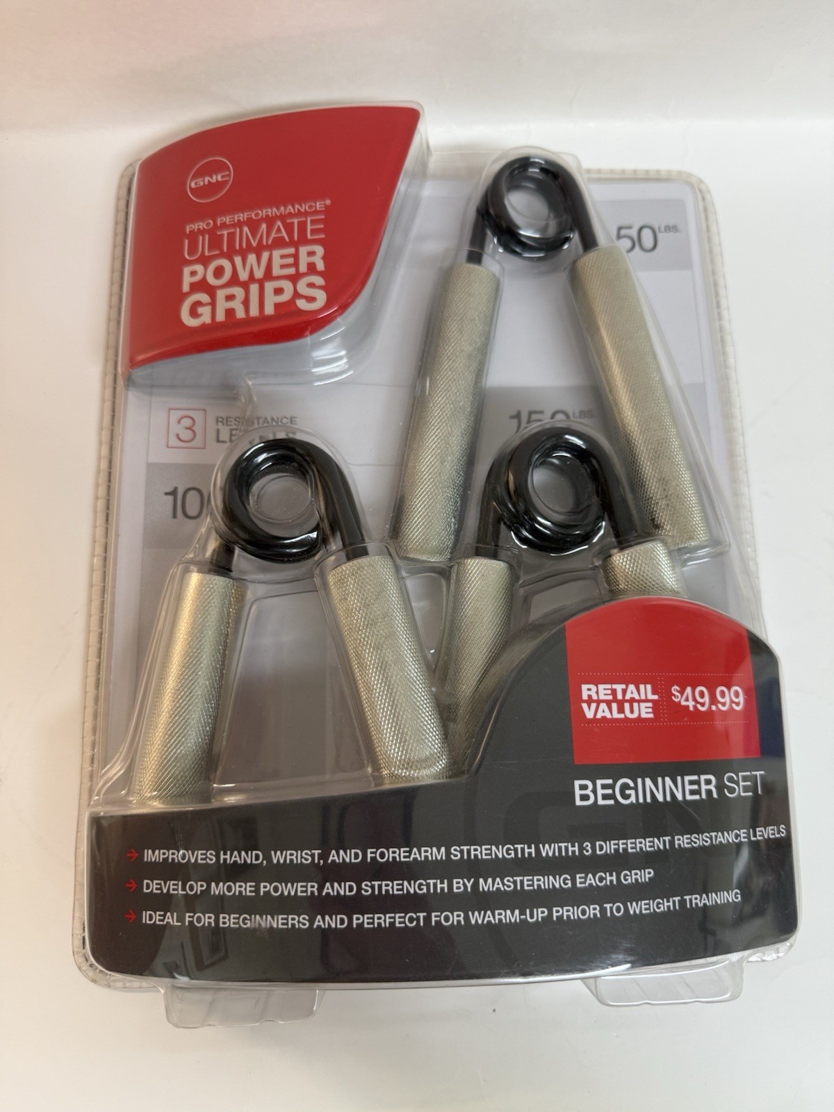GNC Power Grips Hand Gripper Strengthener Wrist Forearm Exerciser Beginner Set