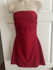 Windsor Medium Red Strapless Dress w/ mini flared skirt lined Poly/spandex 27" L