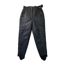 VTG Fera Womens Sz 12 Insulated Ski Snow Pants Black Stirrups Pockets EUC