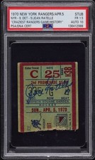 4/5/70 JEAN RATELLE NY Rangers CRAZIEST GAME IN HISTORY Ticket STUB SIGNED PSA