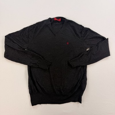 Carolina Herrera wool sweater womens large black jumper V neck cozy pullover