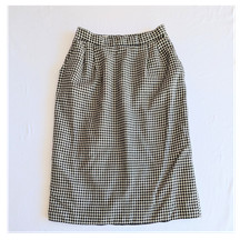 Vintage houndstooth Wool Midi Skirt Classic Minimalist Quiet Luxury Office Sz 10