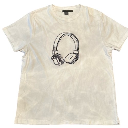 French Connection Headphone Design Short Sleeve White Cotton T-Shirt Size XL - Picture 4 of 8
