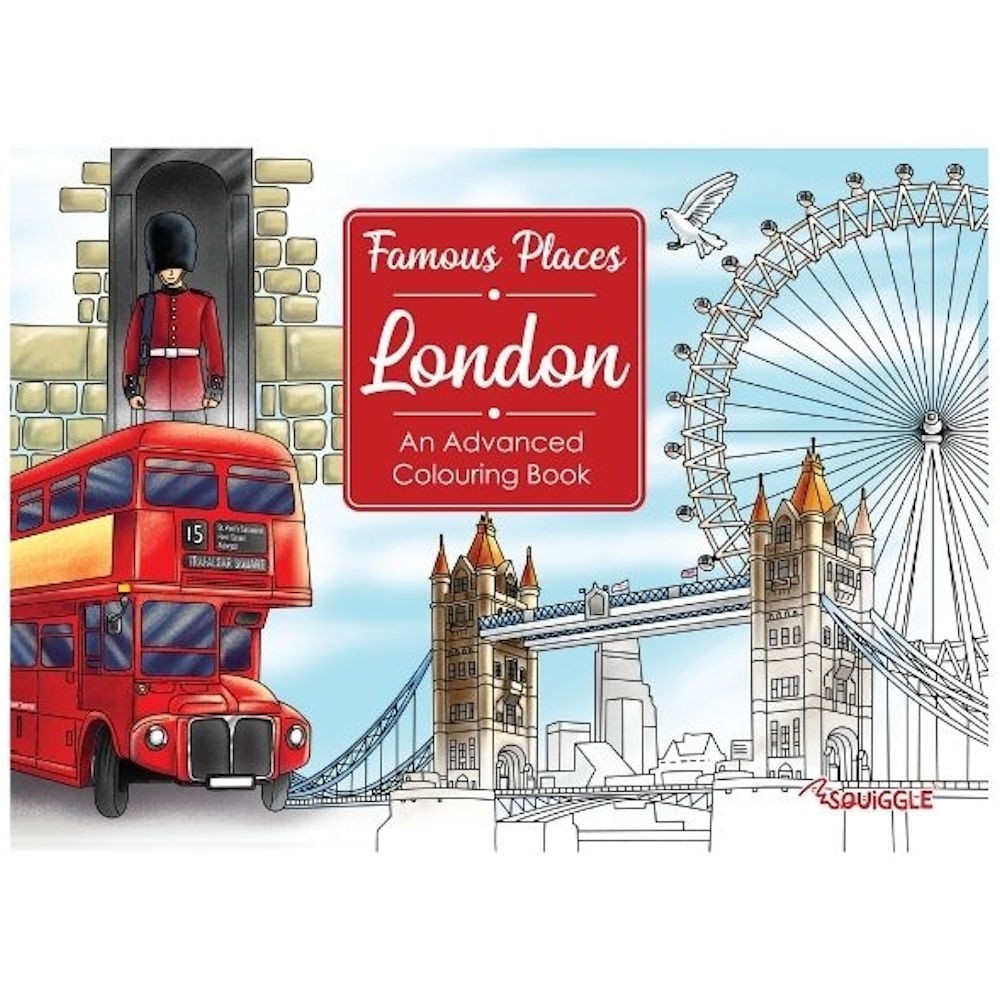 Martello 40 Pages London Famous Places Advanced Colouring Book - Red - Image 2