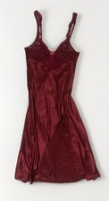 VICTORIA S SECRET VINTAGE GOLD LABEL SATIN Mulberry Wine LACE SLIP MAXI DRESS M