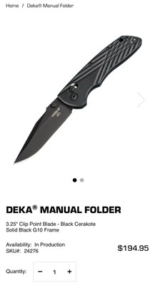 Hogue 3.25in DEKA Manual Folding Knife With Case (BRAND NEW)