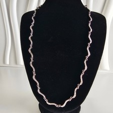 Swarovski Vintage Rhodium Plated Necklace with a Wavy Design and Clear Crystals