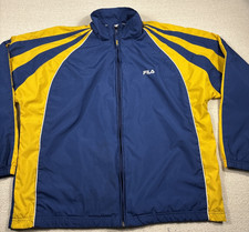 VINTAGE Fila Italia Full Zip Windbreaker Men Large Navy Gold Michigan Many Stain