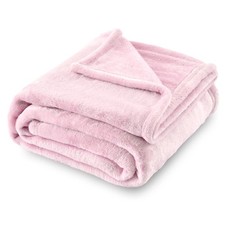 Light Pink Twin Size Flannel Fleece Throw Blanket Bed Couch 60x80 Inch