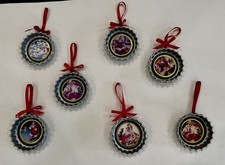 Vintage 1990s Coca-Cola bottle cap Christmas ornaments Set Of 7