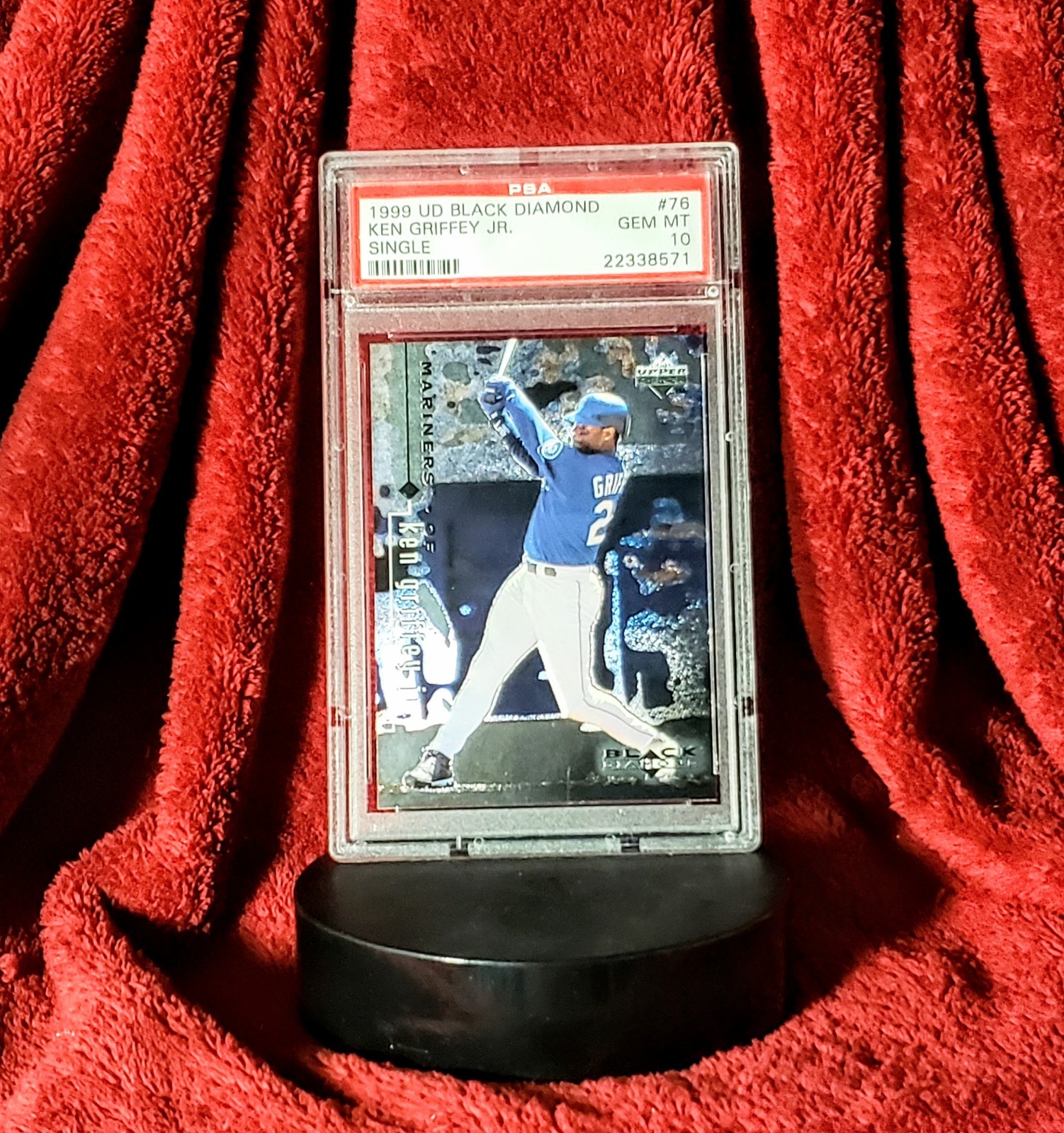 KEN GRIFFEY JR 1999 UD UPPER DECK #76 BLACK DIAMOND FOIL PSA 10 🔥 HOT FOIL view 2