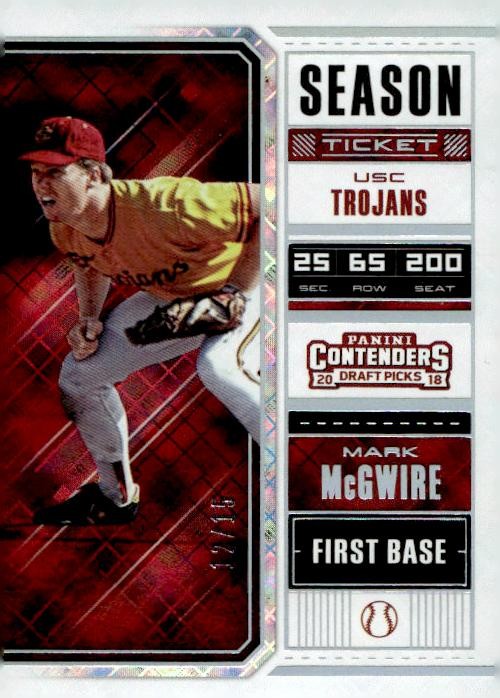 2018 Panini Contenders Draft Picks #22a Mark McGwire Diamond Ticket 12/15 SSP