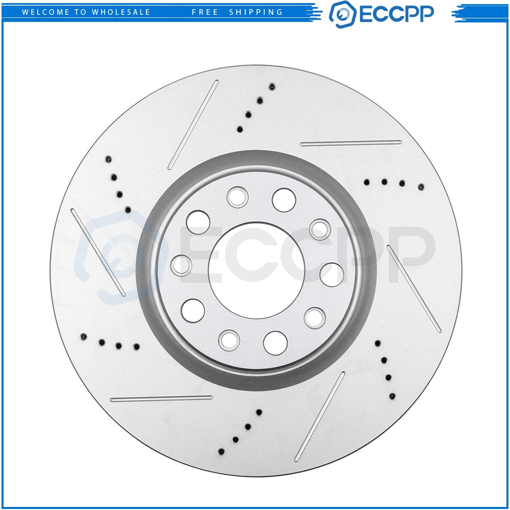 Front Drilled Slotted Brake Rotors Black & Pads for 2013-2016 Dodge Dart 2.4L