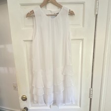 Express White Chiffon Ruffle Layered Sleeveless Dress XL belt not included. 