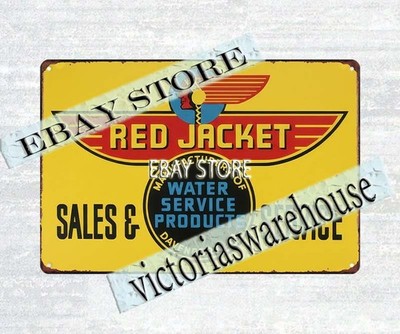 Red Jacket Pumps Water Service Products native American Indian tin sign