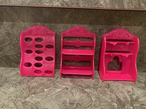 Lot Of 3 Mattel Barbie Doll Hot Pink Shelves For Accessories Shoes Clothes Purse