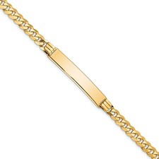 10k Yellow Gold Flat Curb Link Chain ID Bracelet 7" 8.13gm