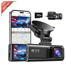 170  Wide Angle Dash Cam with App Control, Loop Recording  Parking Monitor