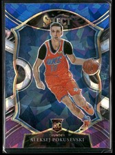 2020-21 Panini Select #77 Aleksej Pokusevski Blue White Purple Cracked Ice