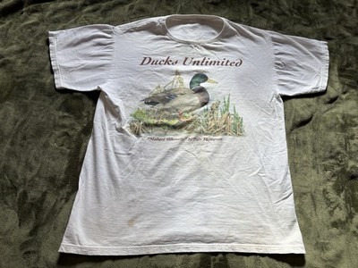 Vintage Ducks Unlimited Shirt Mens Medium White Mallard Dale Thompson Art Nature