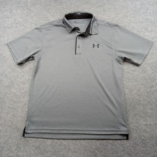 Under Armour Polo Shirt Mens Medium Gray Loose Fit HeatGear Golf Performance