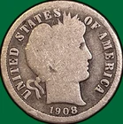 1908-S Barber Dime Good G Coin #35976