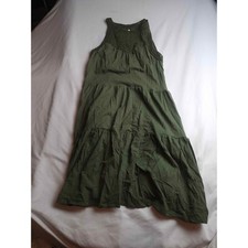 Time and Tru Olive Green Crochet Yoke Tiered Sleeveless Dress Womens Small 4-6