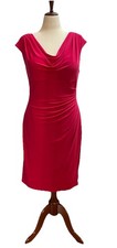 Lauren Ralph Lauren Dress Womens Size 16 Bright Pink Ruched Draped  Stretch