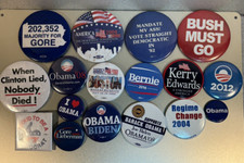 17 Political Pin Pins Lot - Obama Biden Gore Bernie Clinton Kerry  More 