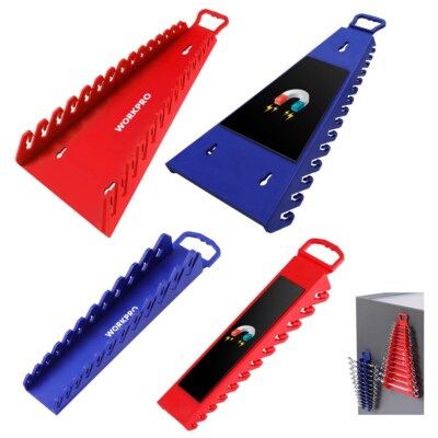 WORKPRO 4PCS Magnetic Wrench Organizer 2PC 15-Slot&12-Slot Gripper Wrench Holder