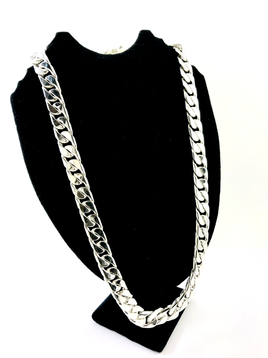 Heavy Long Taxco, Mexican 925 Sterling Silver Curb Chain Heavy Long Taxco, Mexican 925 Sterling Silver Curb Chain