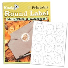 Koala Printable Round Label, Waterproof Matte White, Blank Circle Stickers Label