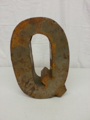 12/" N Recycled Metal Tin Block Letter Industrial Salvage Rustic Vintage Marquee