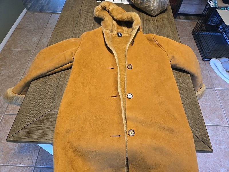 Vintage Y2K Gap Kids Long Tan Sherpa Faux Suede Hood Winter Coat XLG 12 KIDS 