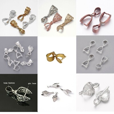 1-5 Montageträger Hänger Öse Anhängerschlaufe Collierschlaufe rosegold silber 