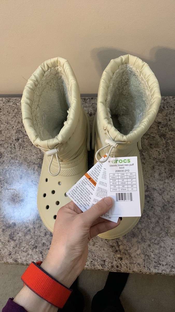 Creme / Off-White Fur-Lined Croc Boots | eBay display picture 3
