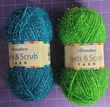 Herrshners Sud & Scrub Yarn Lot (2x) Lime/Aqua Color 2.8oz/80g 101yrds/ea