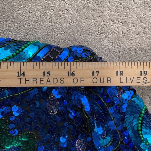 Laurence Kazar NY Jacket Women L Blue Green All Over Embellish Formal Party - Picture 7 of 9
