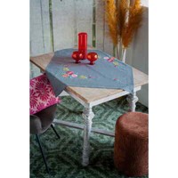 "Vervaco Tischdecke Plattstich Set \"Feurige Blumen\", Stickbild Vorgezeichnet, 80X"