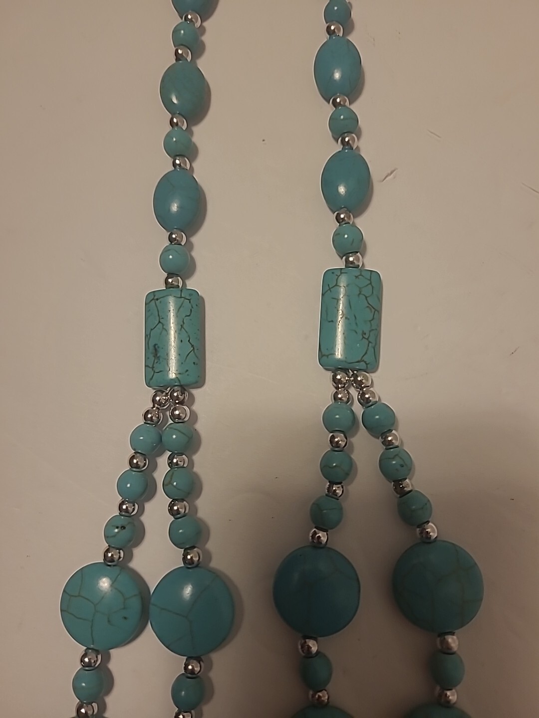 Turquoise Statement Two Row Layered Necklace Adju… - image 6