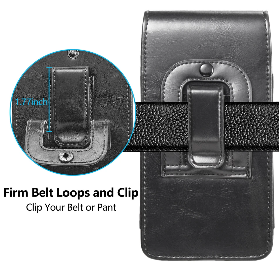 Funda de cuero con clip para cinturón para teléfono celular iPhone Samsung con soporte para tarjeta Foto 4 de 4