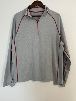 Cloudveil Shirt Men s L Large Gray 1/4 Zip Base Layer Cotton Blend Long Sleeve