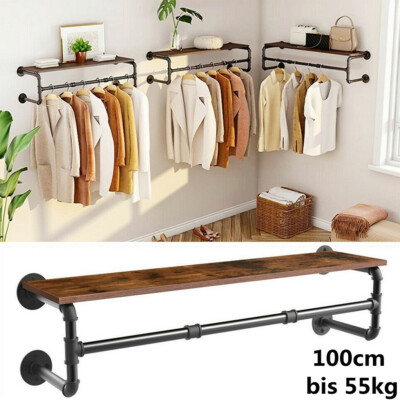kleiderstange wandmontage Garderobenstange Vintage Stil mit Ablage für die Wand