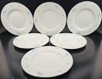6 Syracuse China Celeste Dinner Plates Set Vintage Floral Dining Dishes MCM Lot