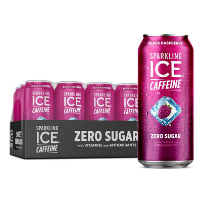 Sparkling Ice +Caffeine Black Raspberry Sparkling Water Zero Sugar Pack of 12