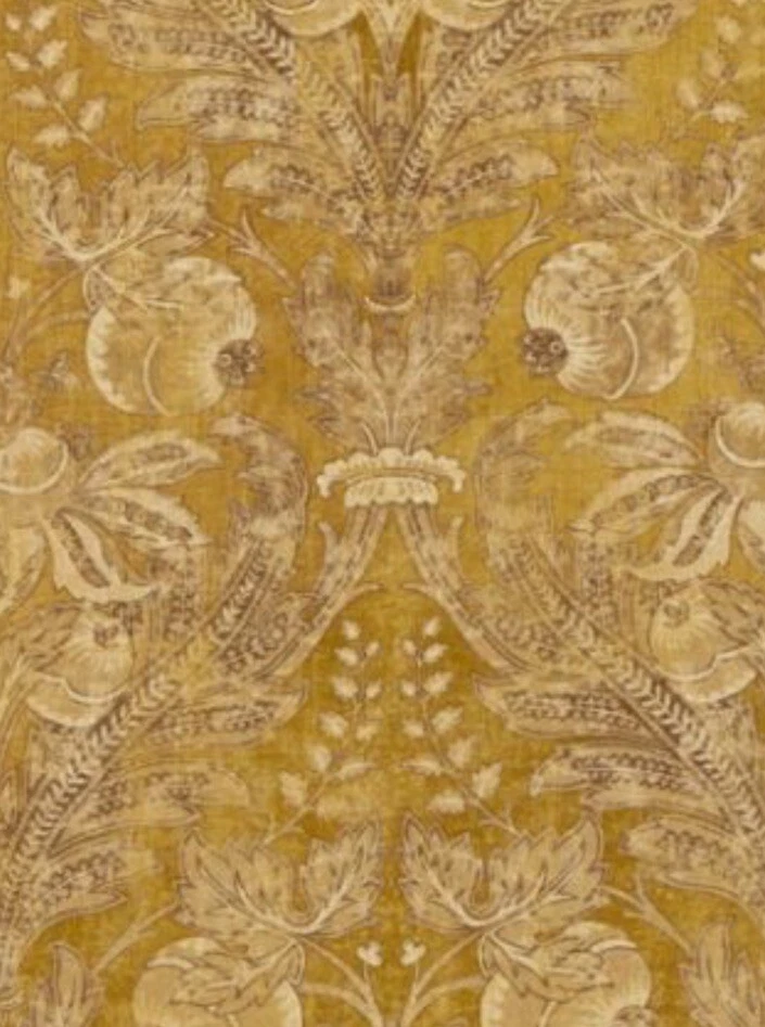 Tela de cortina GP & J Baker 'LAPURA DAMASCO - OCRE' 3,6 METROS mezcla de lino Foto 2 de 4