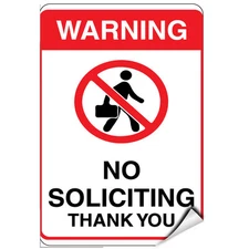 Warning No Soliciting Thank You Security Sign LABEL DECAL STICKER