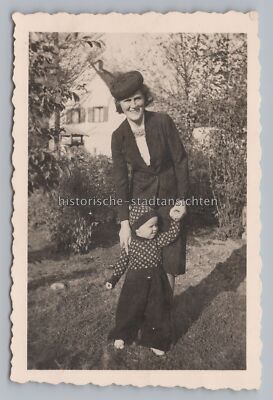 Mother and Child in Autumn 1942 - Vintage Photo 1940s