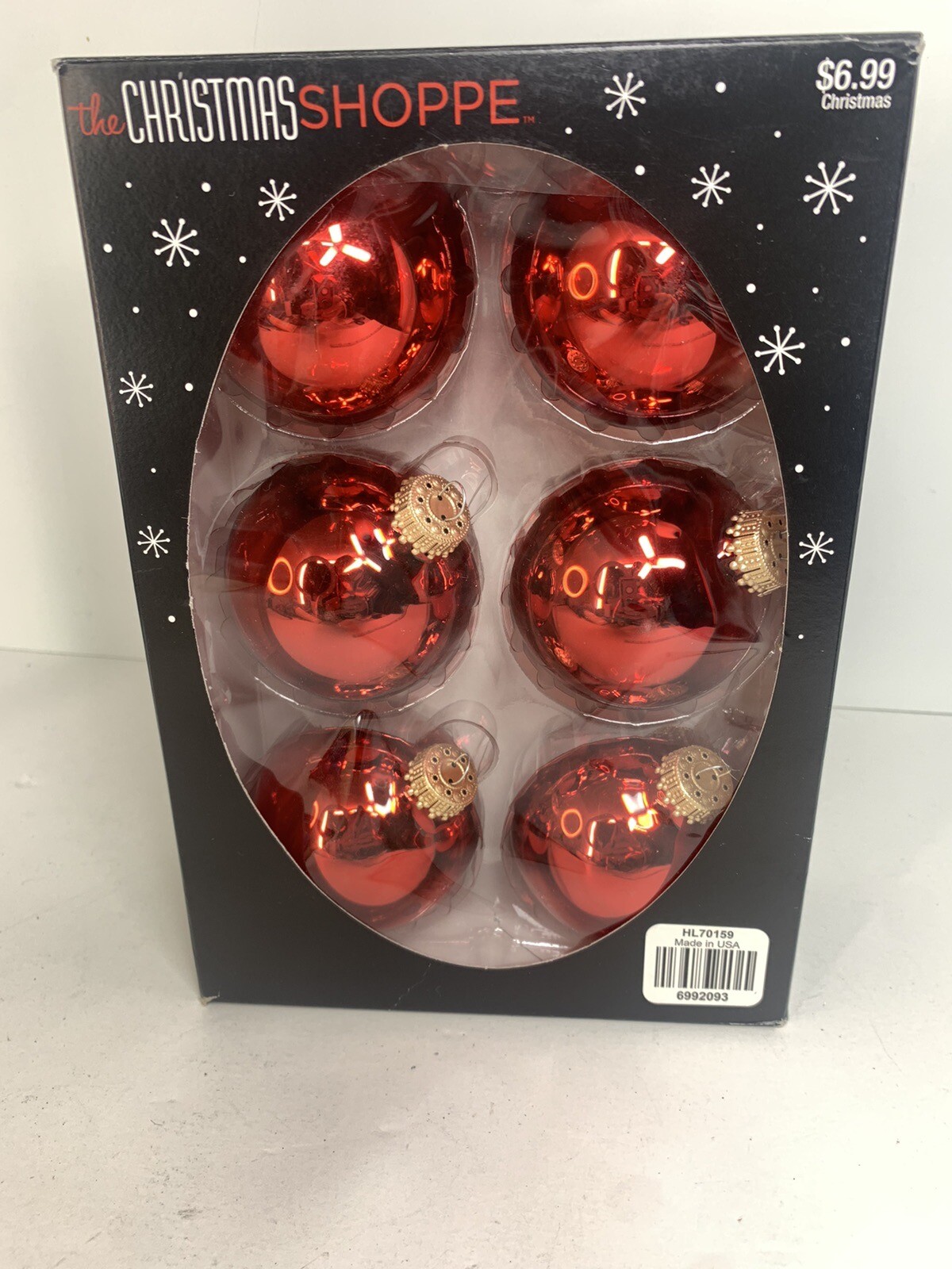 The Christmas Shoppe Red Glass Ornaments 6 Ornaments