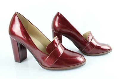 SAN MARINA Escarpins Mocassins Cuir Verni Bordeaux T 37 / Uk 4 Excellent Etat - Photo 1/4